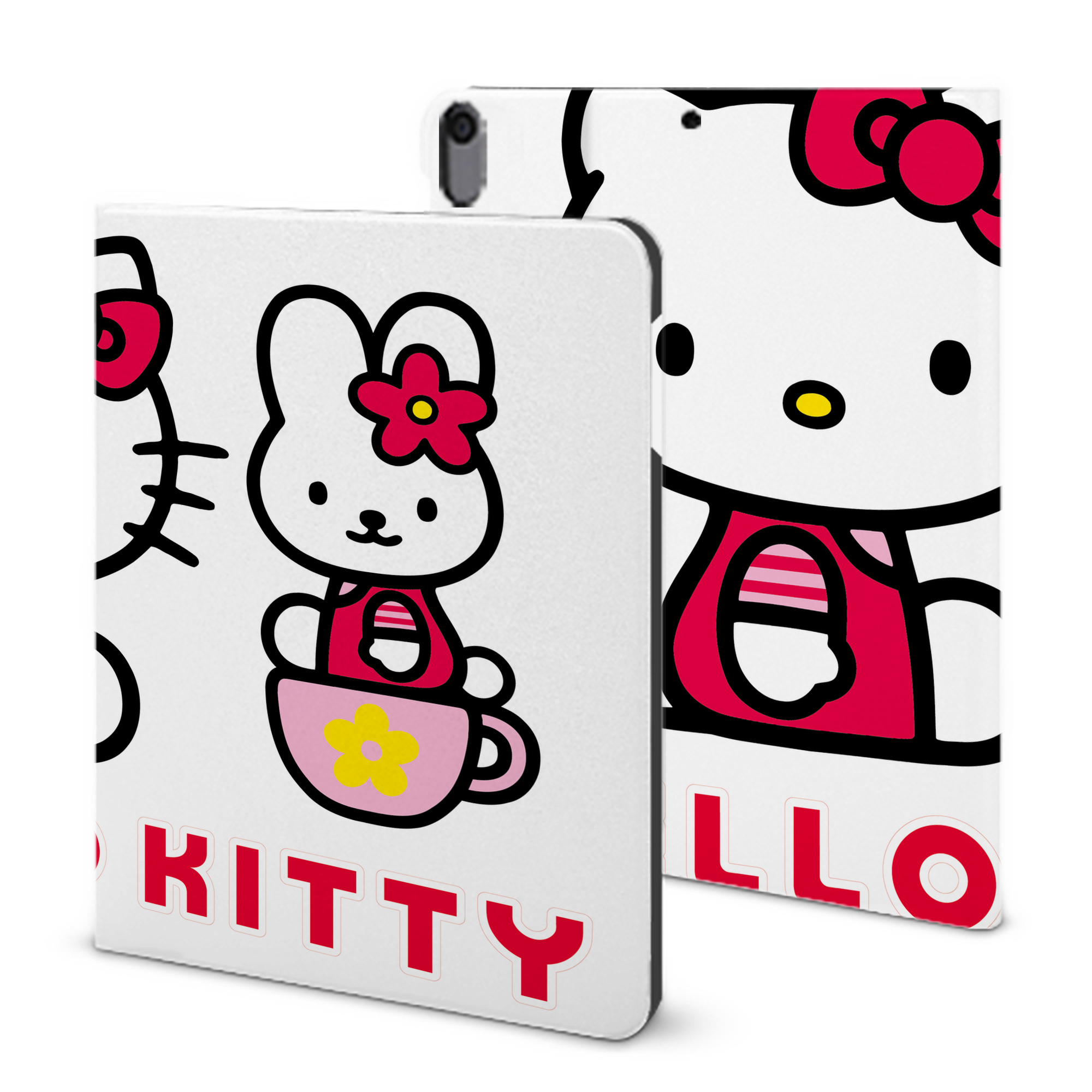 （画像用） Hello Kitty ハローキティ IPad ケース ブック型 PUレザー TPU 耐衝撃 軽量 薄型 ペン収納なし 全面保護 IPad 各モデル対応